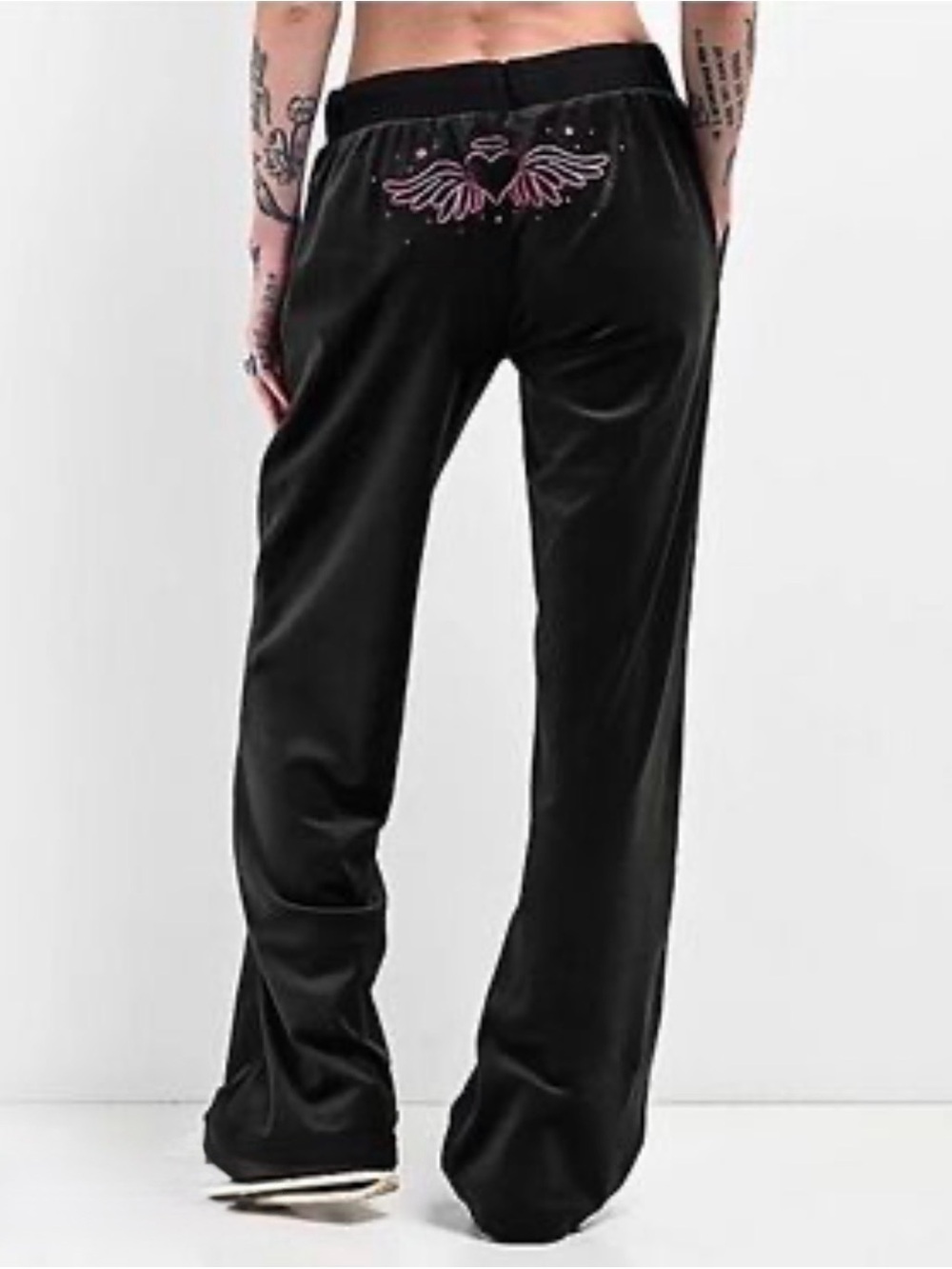 Ninth Hall Gretchen Caviar Velour Sweatpants medium black pink